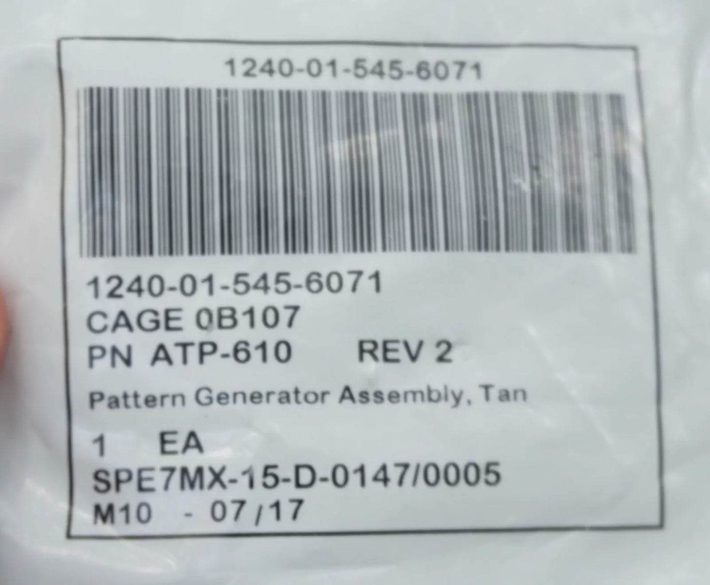 Pattern Generator Assembly, tan, PN ATP-610, (Loc G2 Front)